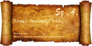 Szegi Annamária névjegykártya